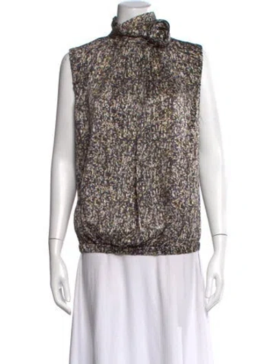 Pre-owned D&g Silk Printed Top In Brown