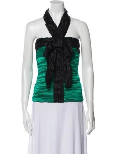Pre-owned D&g Silk Printed Top In Green