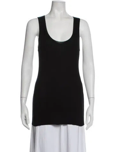 Pre-owned D&g Silk Scoop Neck Top In Black