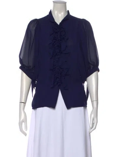 Pre-owned D&g Silk Short Sleeve Blouse In Blue