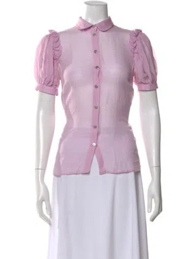 Pre-owned D&g Silk Short Sleeve Blouse In Purple