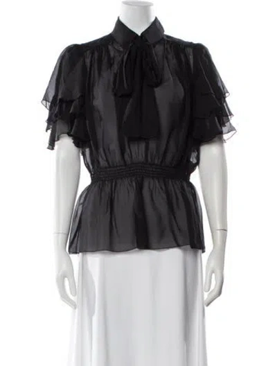 Pre-owned D&g Silk Short Sleeve Blouse W/ Tags In Black