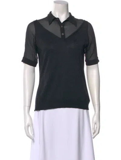 Pre-owned D&g Silk Short Sleeve Polo In Black