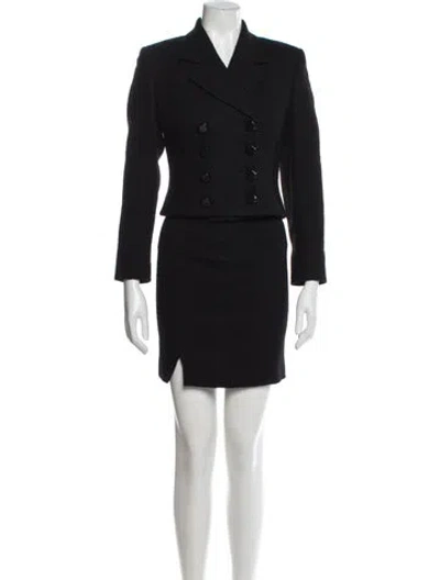 Pre-owned D&g Silk Skirt Suit In Black