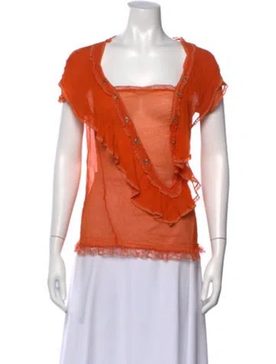Pre-owned D&g Silk Square Neckline Blouse In Orange