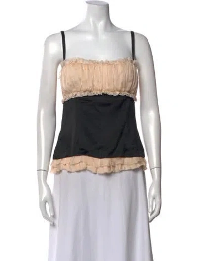 Pre-owned D&g Silk Square Neckline Top In Black/pink