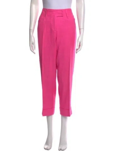 Pre-owned D&g Silk Straight Leg Pants In Pink