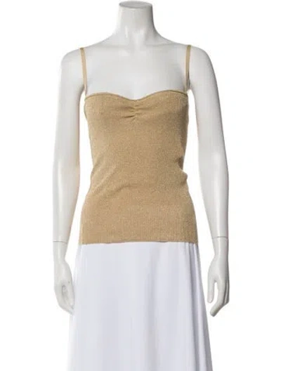 Pre-owned D&g Silk Strapless Top In Gold