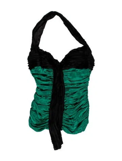 Pre-owned D&g Silk Strapless Top In Green