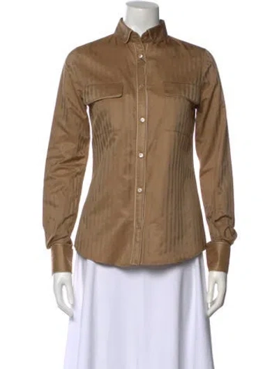 Pre-owned D&g Silk Striped Blouse W/ Tags In Brown