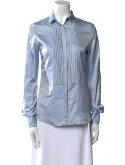 Pre-owned D&g Silk Striped Button-up Top In Blue