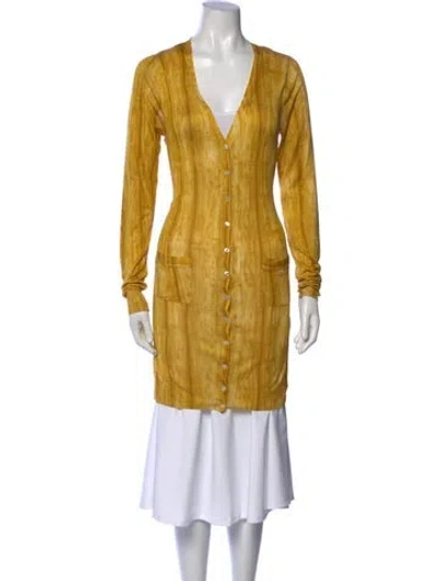 Pre-owned D&g Silk Striped Sweater In Yellow