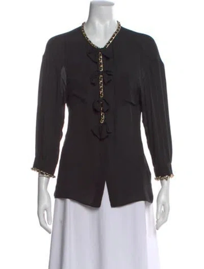 Pre-owned D&g Silk Tie Neck Blouse In Black