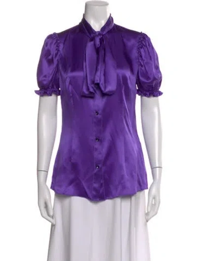 Pre-owned D&g Silk Tie Neck Blouse In Purple