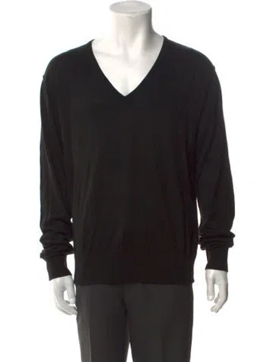 Pre-owned D&g Silk V-neck Pullover In Black