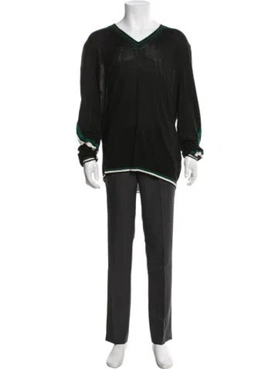 Pre-owned D&g Silk V-neck Pullover In Black