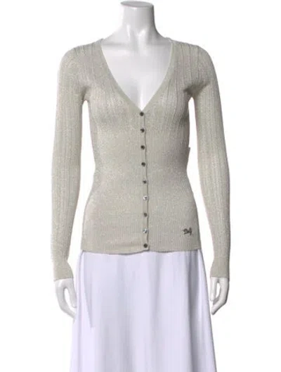 Pre-owned D&g Silk V-neck Sweater In Silver
