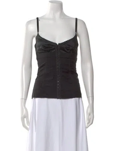 Pre-owned D&g Silk V-neck Top In Black