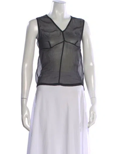 Pre-owned D&g Silk V-neck Top In Black