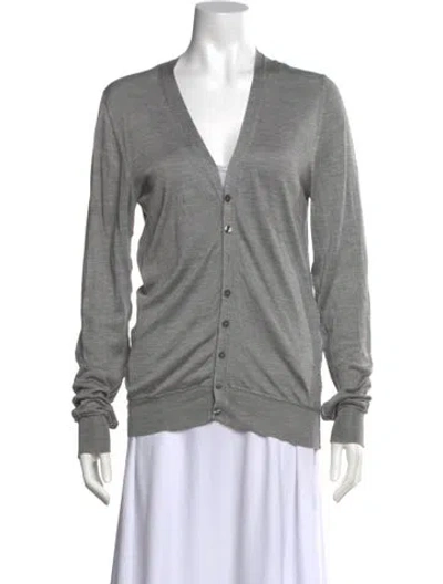 Pre-owned D&g Silk V-neck Top In Gray