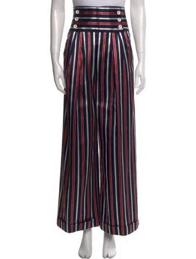 Pre-owned D&g Silk Wide Leg Pants In Blue