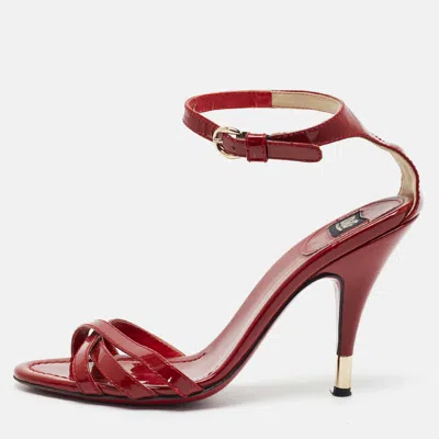 Pre-owned D & G Size 36 Red Patent Leather Ankle Strap Sandals In Black