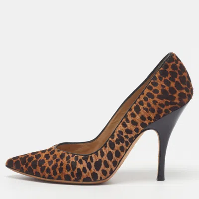 Pre-owned D & G Size 39 Brown Leopard Print Calf Hair Pumps