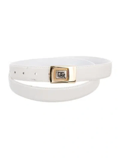 Pre-owned D&g Skinny Leather Belt In White