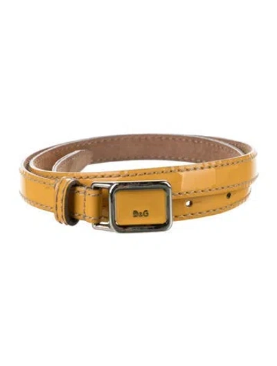 Pre-owned D&g Skinny Patent Leather Belt In Yellow