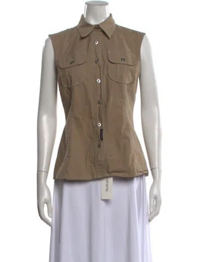 Pre-owned D&g Sleeveless Button-up Top In Neutrals