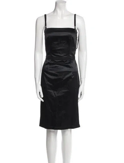 Pre-owned D&g Square Neckline Knee-length Dress In Black