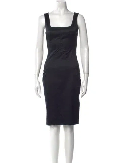 Pre-owned D&g Square Neckline Knee-length Dress In Black