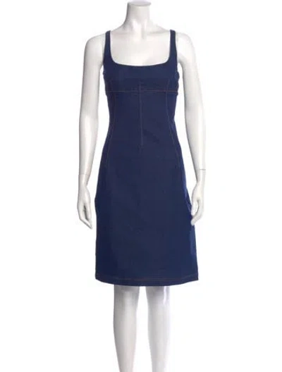 Pre-owned D&g Square Neckline Knee-length Dress In Blue