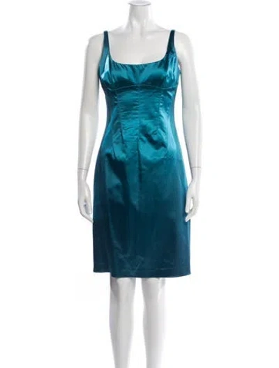 Pre-owned D&g Square Neckline Knee-length Dress In Blue