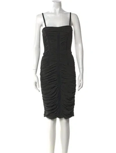 Pre-owned D&g Square Neckline Knee-length Dress In Gray
