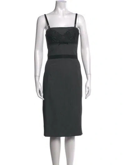 Pre-owned D&g Square Neckline Knee-length Dress In Grey