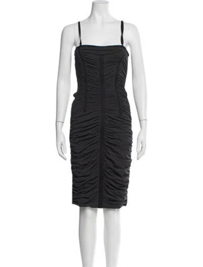 Pre-owned D&g Square Neckline Knee-length Dress In Grey