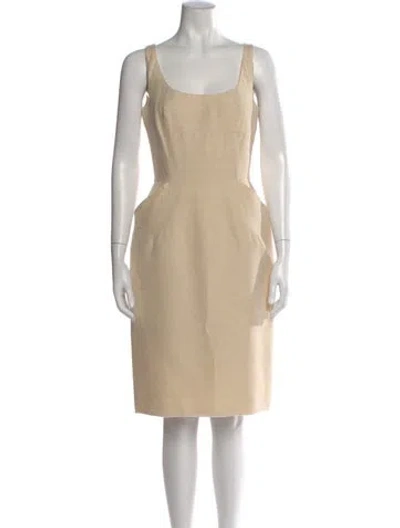 Pre-owned D&g Square Neckline Knee-length Dress In Neutral