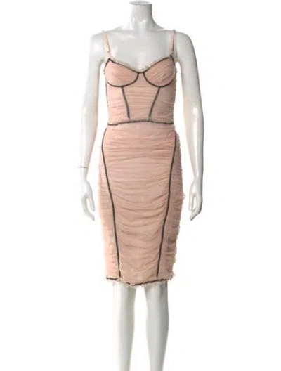 Pre-owned D&g Square Neckline Knee-length Dress In Pink