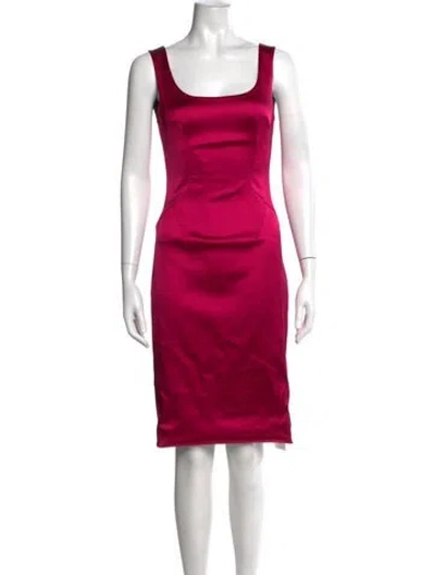 Pre-owned D&g Square Neckline Knee-length Dress In Pink