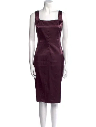 Pre-owned D&g Square Neckline Knee-length Dress In Purple