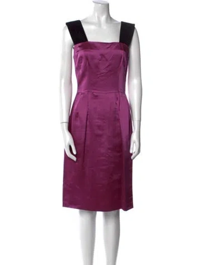 Pre-owned D&g Square Neckline Knee-length Dress In Purple