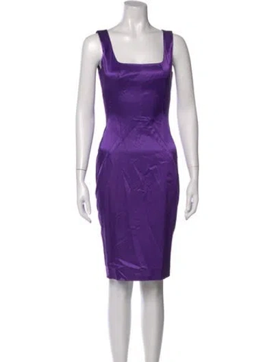 Pre-owned D&g Square Neckline Knee-length Dress In Purple