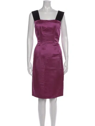 Pre-owned D&g Square Neckline Knee-length Dress In Purple
