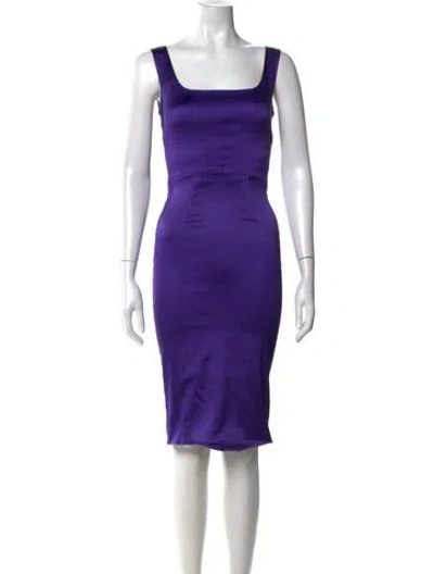 Pre-owned D&g Square Neckline Knee-length Dress In Purple