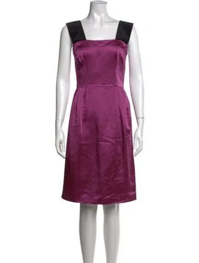 Pre-owned D&g Square Neckline Knee-length Dress In Purple
