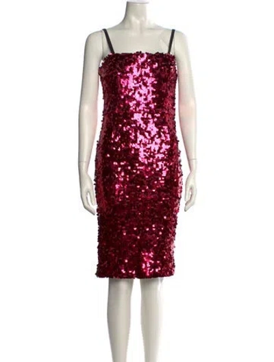 Pre-owned D&g Square Neckline Knee-length Dress In Red