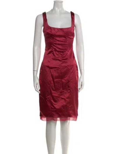 Pre-owned D&g Square Neckline Knee-length Dress In Red