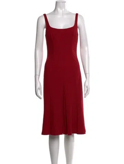 Pre-owned D&g Square Neckline Knee-length Dress In Red