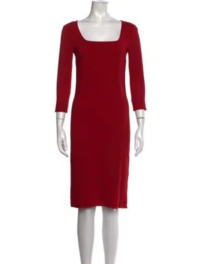 Pre-owned D&g Square Neckline Knee-length Dress In Red